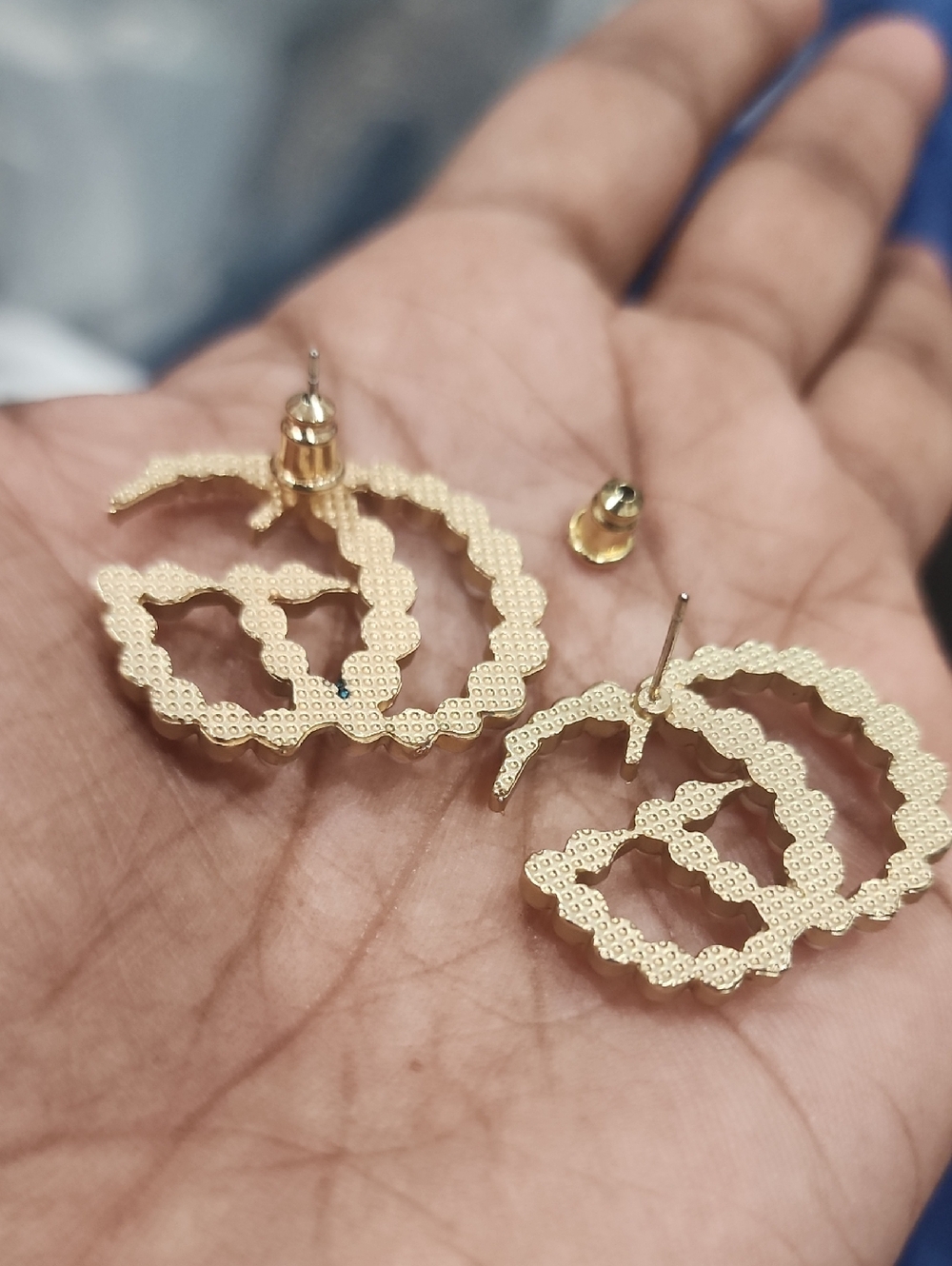 Double G Faux Pearl Earrings -GG Gold and Pearl - Picture 4 of 4